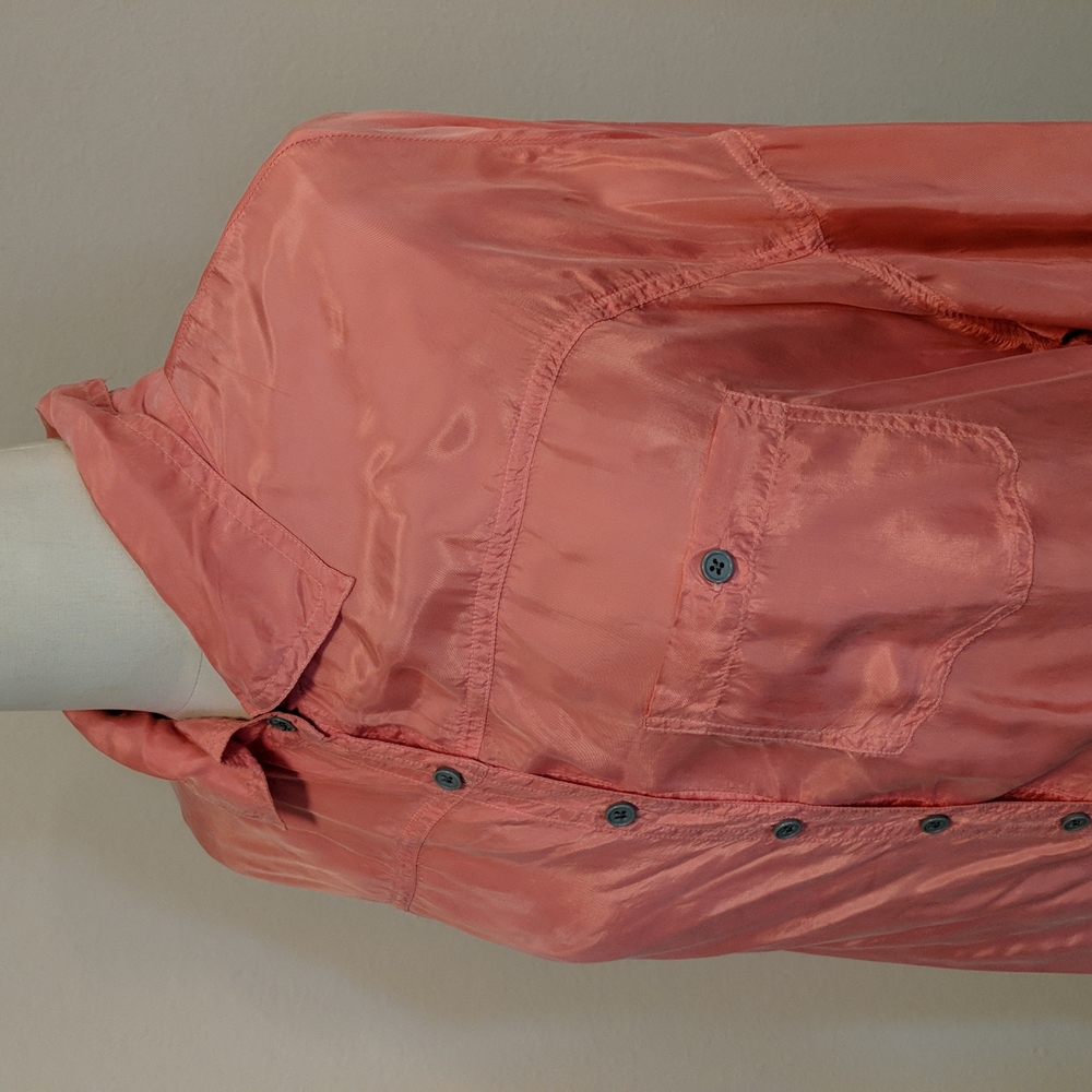 Oversized 100% soft silk shirt, salmon color by Pete&Greta